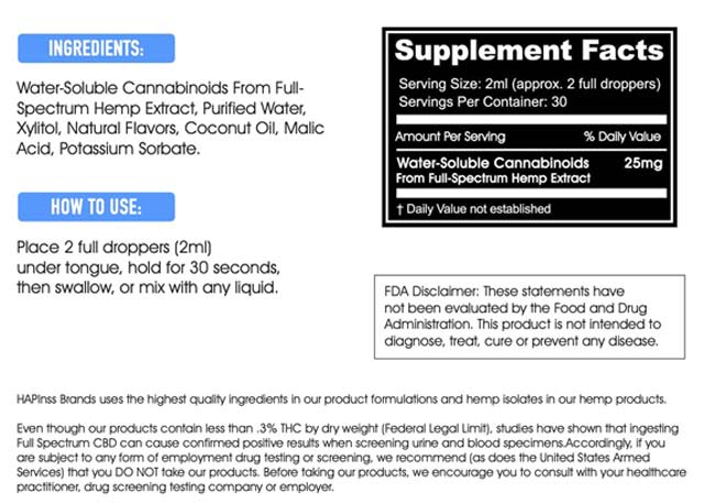 HempLifei CBD Oil Black Cherry Supplement Facts
